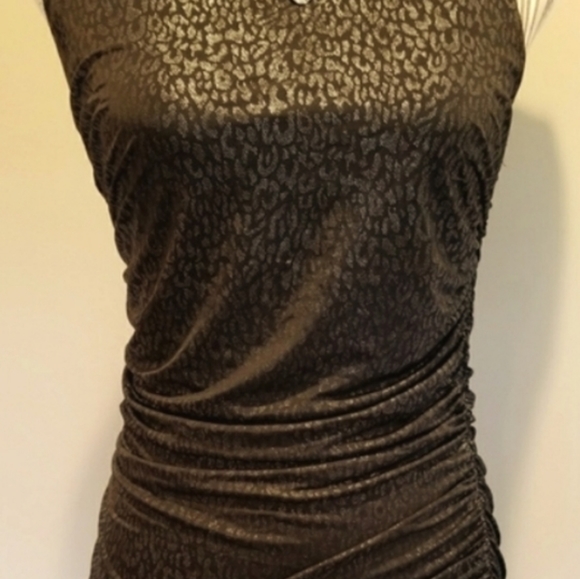 Forever 21 Asymetrical Cinched Black with Silver Shimmer Leopard Print Dress - Picture 12 of 12